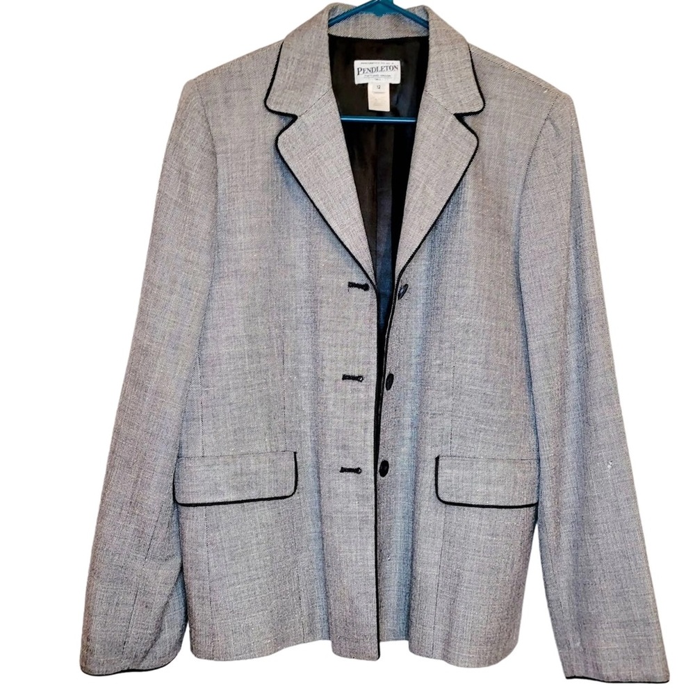 Pendleton Piped Wool Silk Tweed Blazer